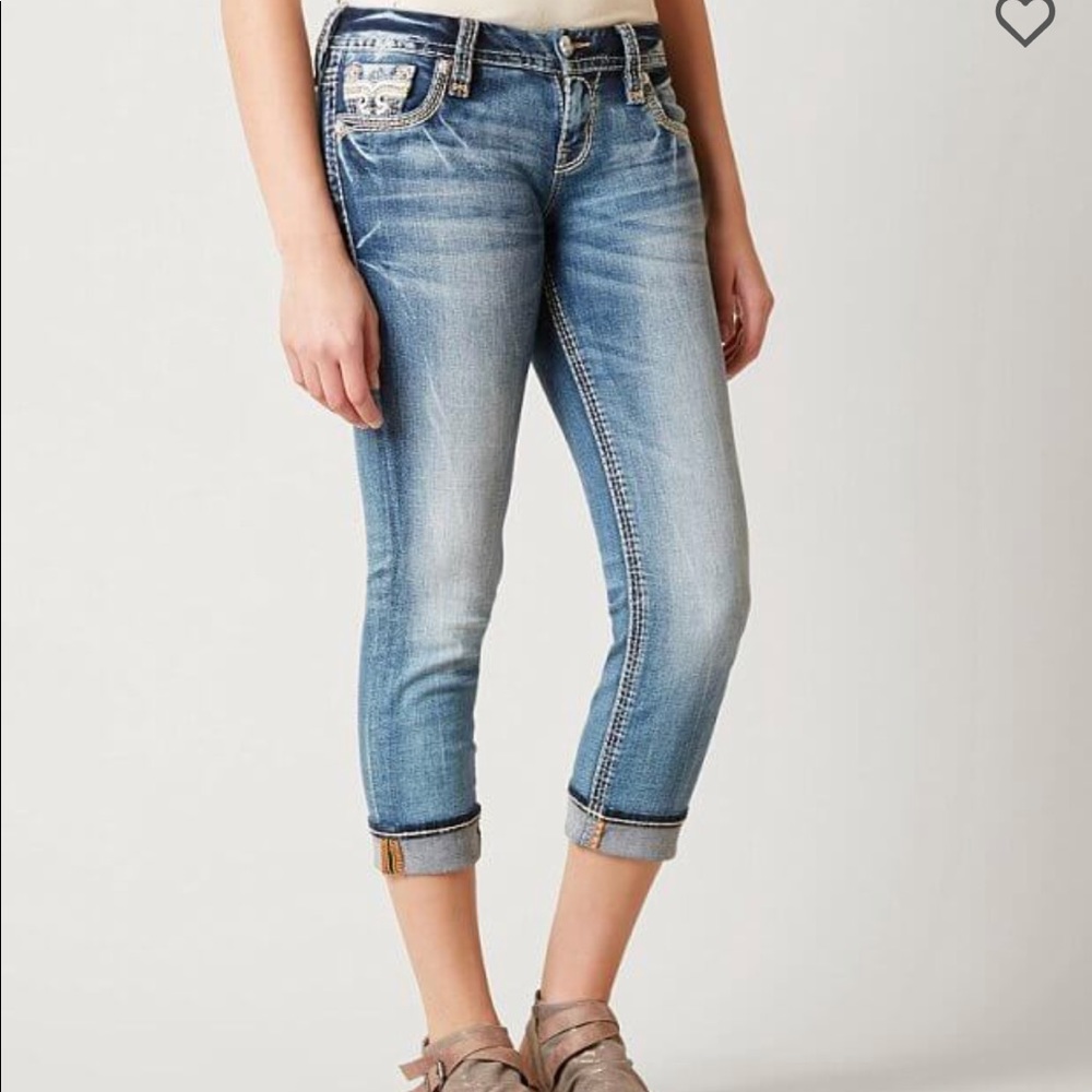 Rock revival vien light wash easy crop 28 capris - Picture 2 of 6